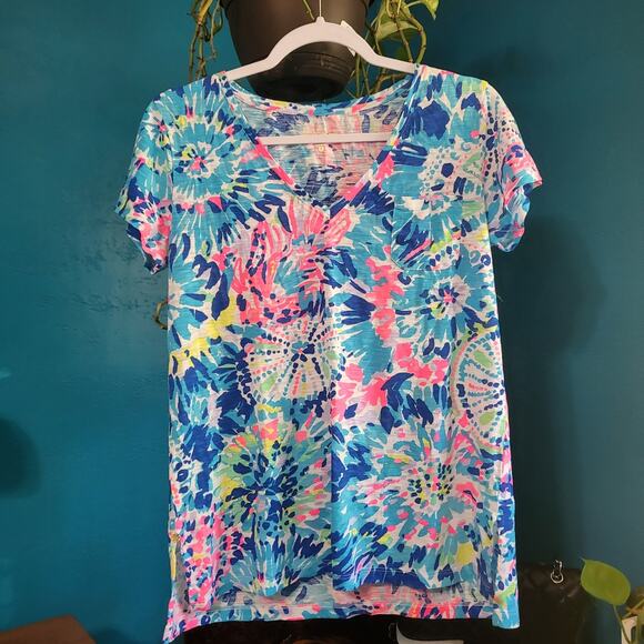 Lilly Pulitzer "Dive In" Meredith V-Neck Tshirt Size Small‎ - Picture 2 of 7
